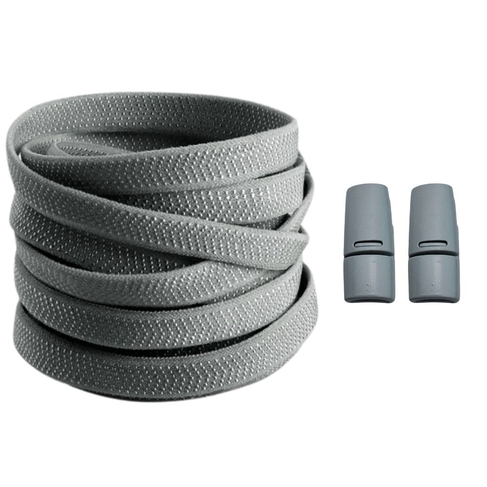 Productafbeelding van platte elastische veters van 8 mm met magneetsluiting in de kleur donkergrijs