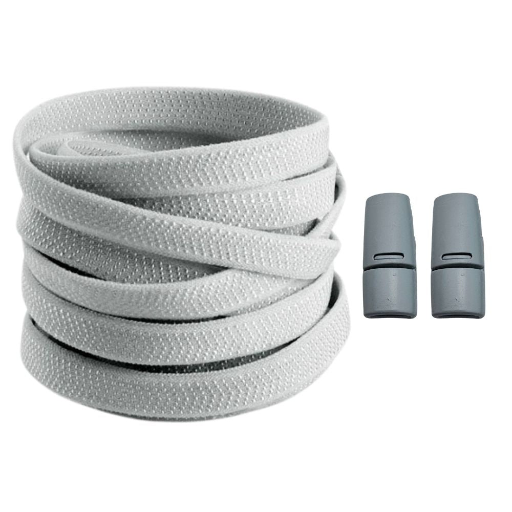 Productafbeelding van platte elastische veters van 8 mm met magneetsluiting in de kleur grijs