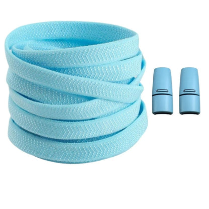 Productafbeelding van platte elastische veters van 8 mm met magneetsluiting in de kleur lichtblauw