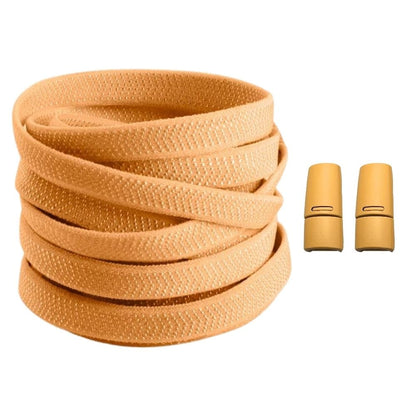 Productafbeelding van platte elastische veters van 8 mm met magneetsluiting in de kleur lichtbruin