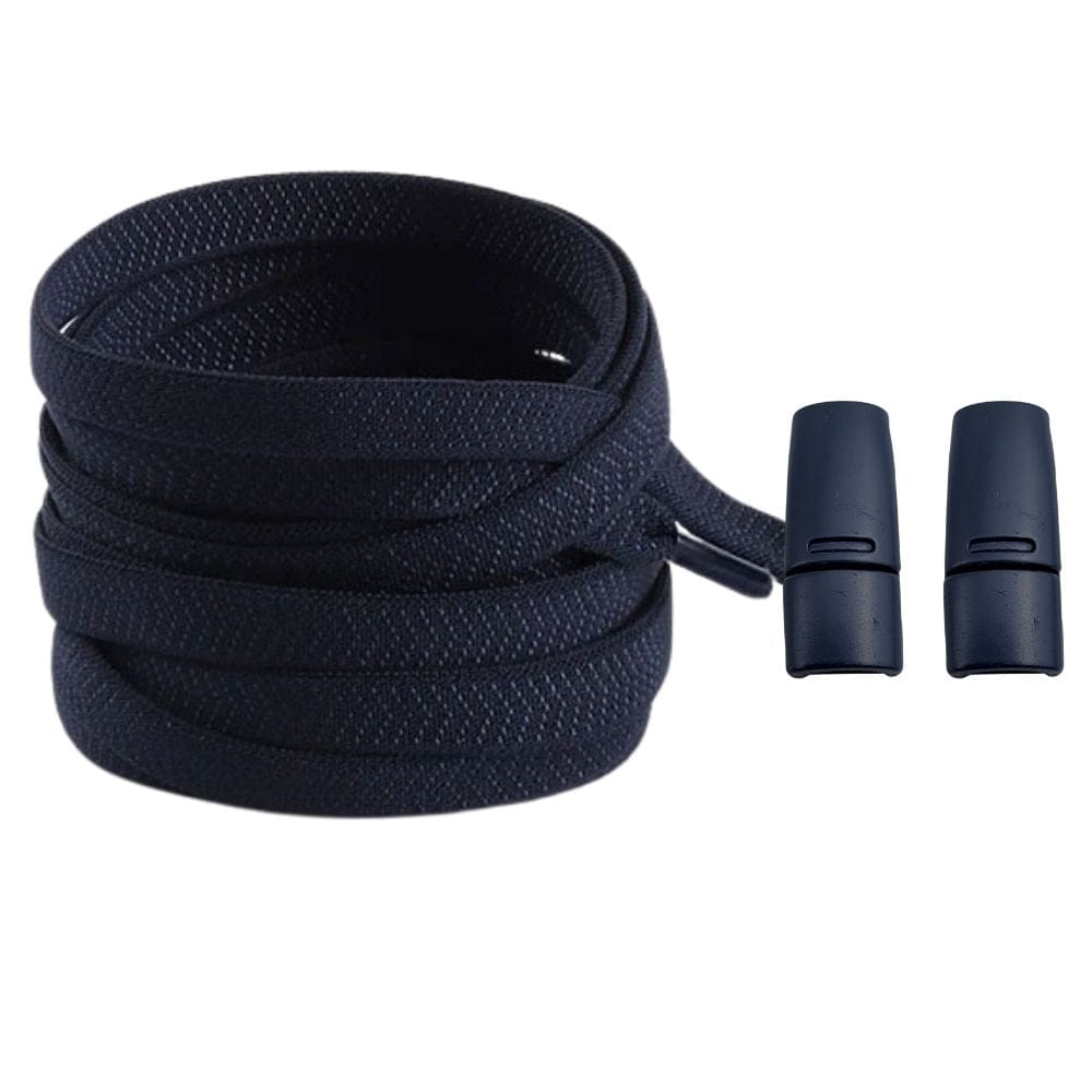 Productafbeelding van platte elastische veters van 8 mm met magneetsluiting in de kleur marineblauw