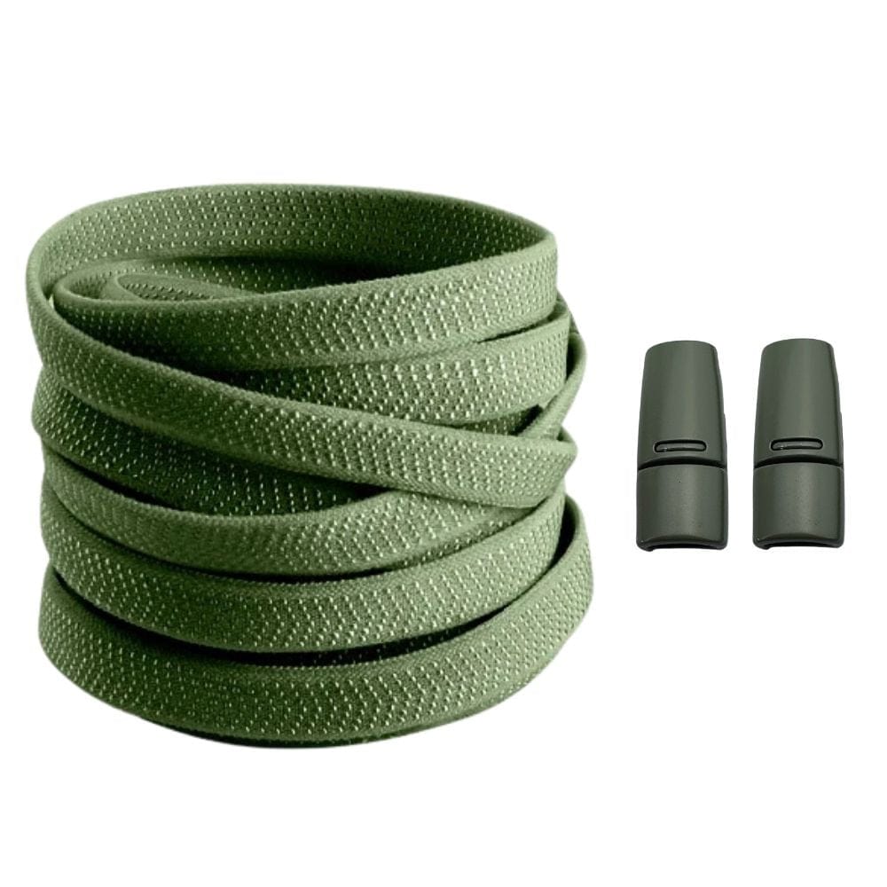 Productafbeelding van platte elastische veters van 8 mm met magneetsluiting in de kleur mosgroen