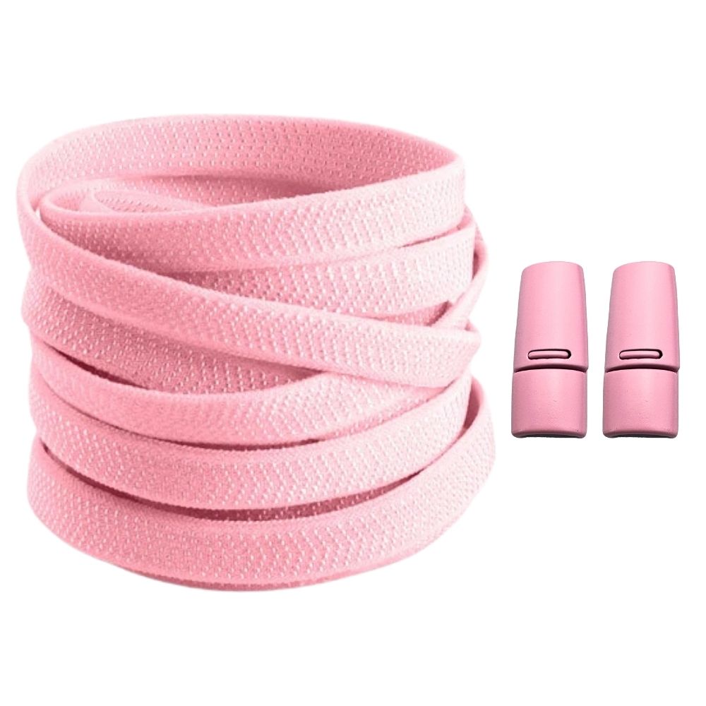Productafbeelding van platte elastische veters van 8 mm met magneetsluiting in de kleur roze