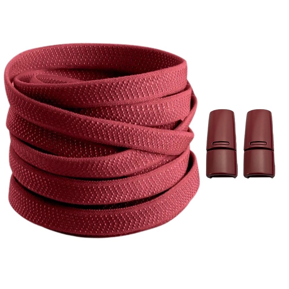 Productafbeelding van platte elastische veters van 8 mm met magneetsluiting in de kleur wijnrood