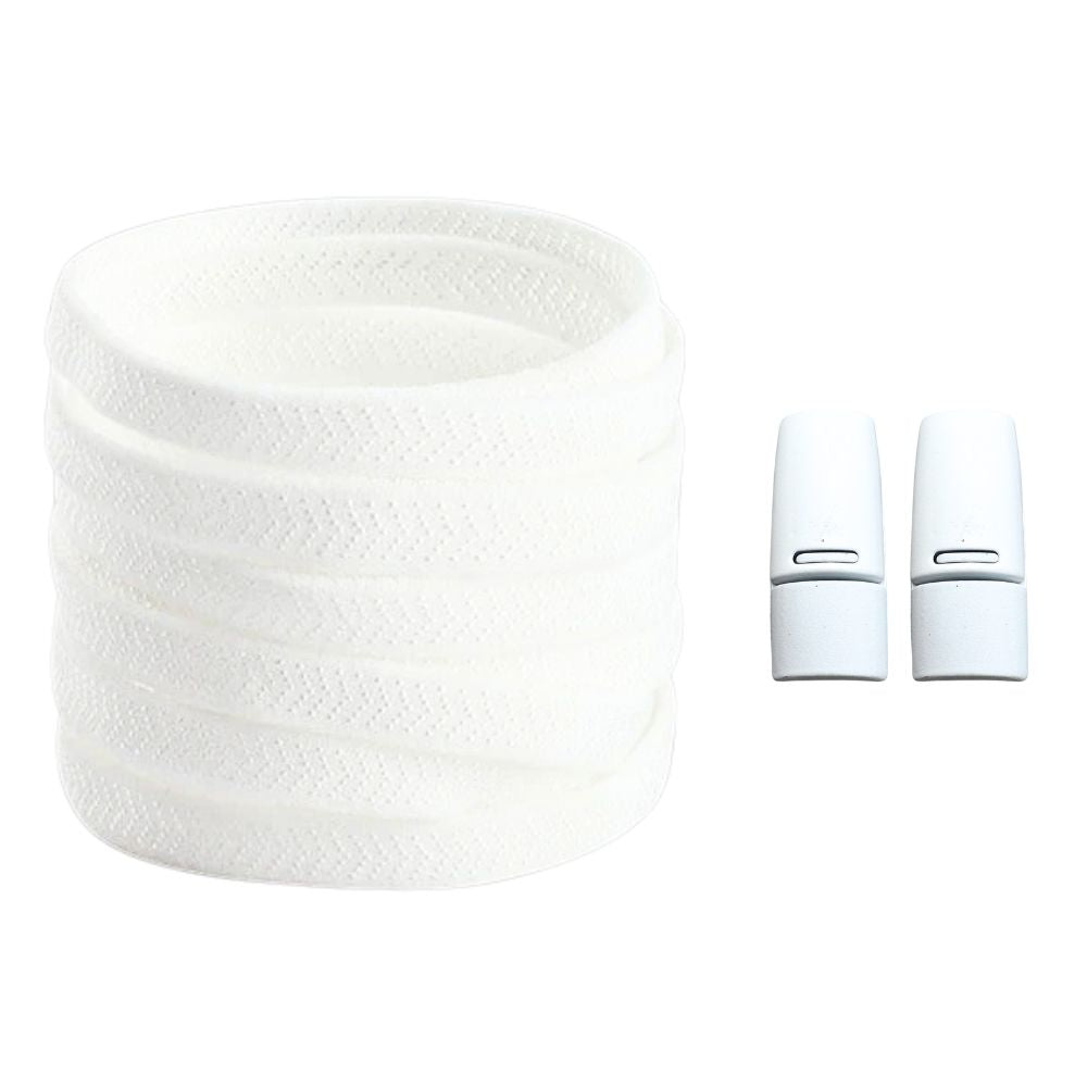 Productafbeelding van platte elastische veters van 8 mm met magneetsluiting in de kleur wit