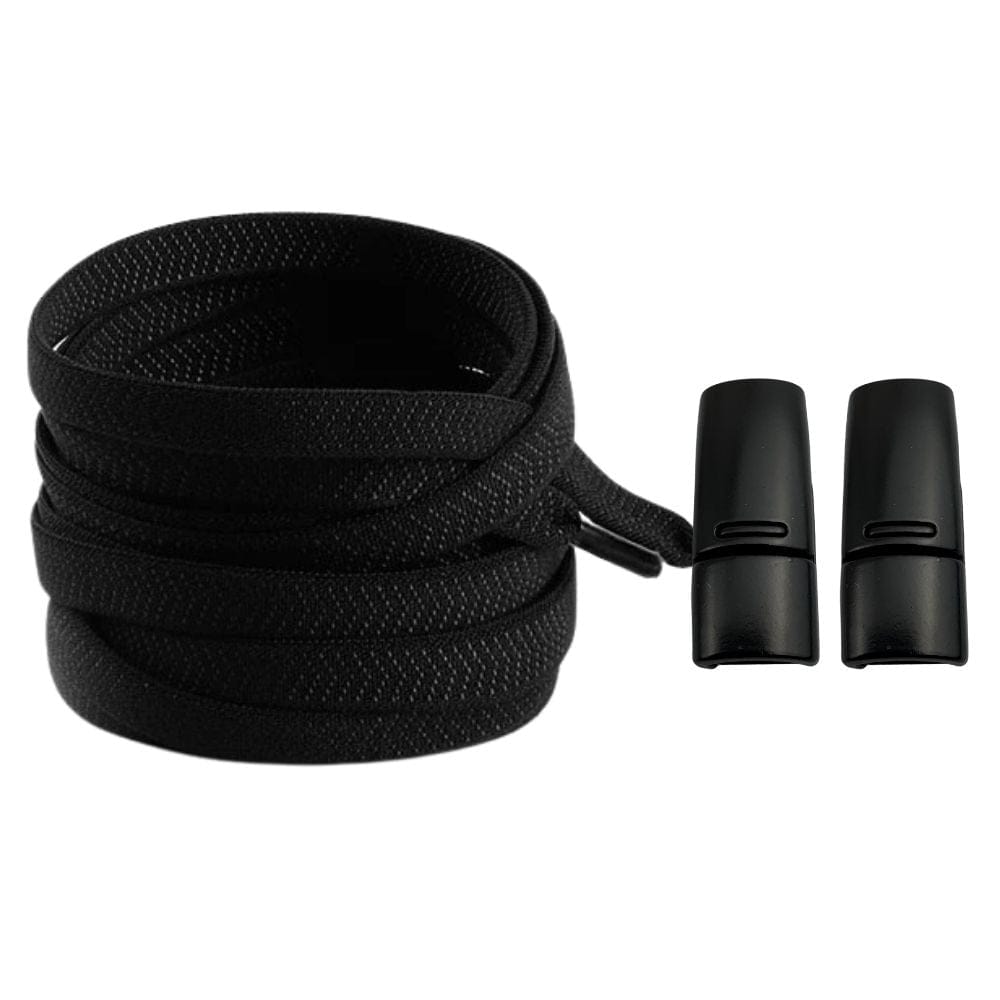 Productafbeelding van platte elastische veters van 8 mm met magneetsluiting in de kleur zwart