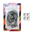 Elastische veters onzichtbaar strikken plat 8mm onzichtbare clipjes grijs in luxe verpakking