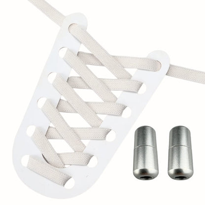 Productafbeelding van platte elastische veters van 9 mm met capsule sluiting in de kleur beige