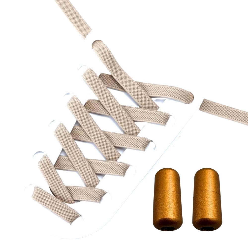 Productafbeelding van platte elastische veters van 9 mm met capsule sluiting in de kleur khaki