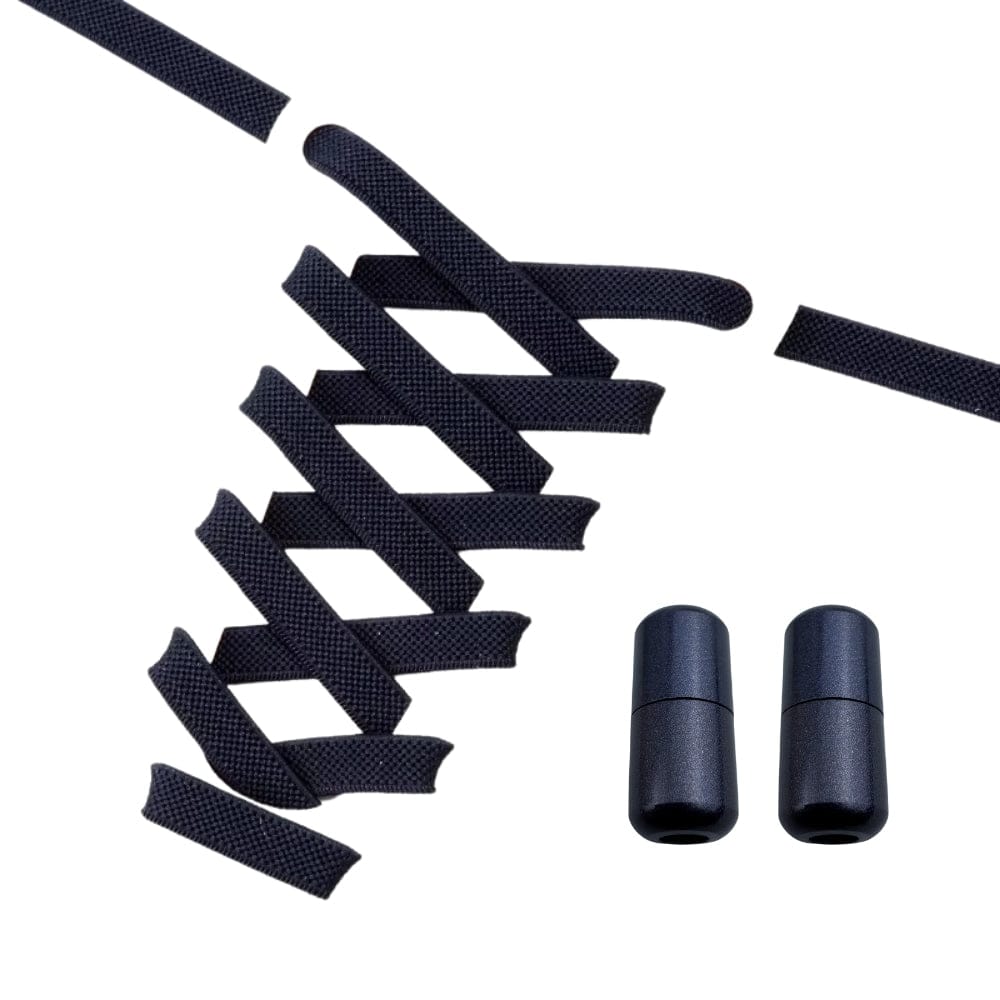 Productafbeelding van platte elastische veters van 9 mm met capsule sluiting in de kleur marineblauw