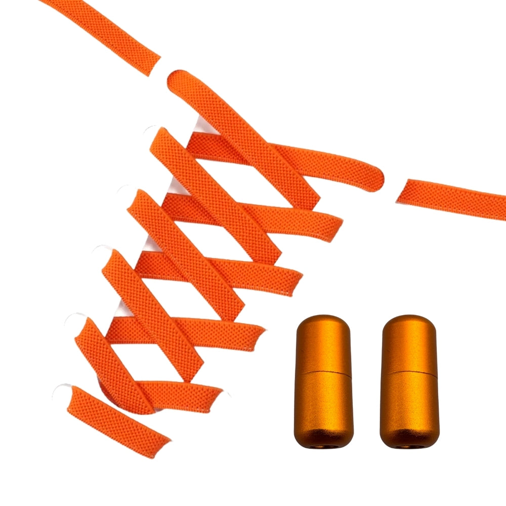 Productafbeelding van platte elastische veters van 9 mm met capsule sluiting in de kleur oranje