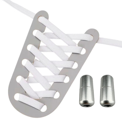 Productafbeelding van platte elastische veters van 9 mm met capsule sluiting in de kleur wit