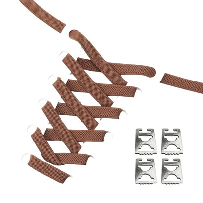 Productafbeelding van platte elastische veters van 9 mm met clipjes in de kleur bruin