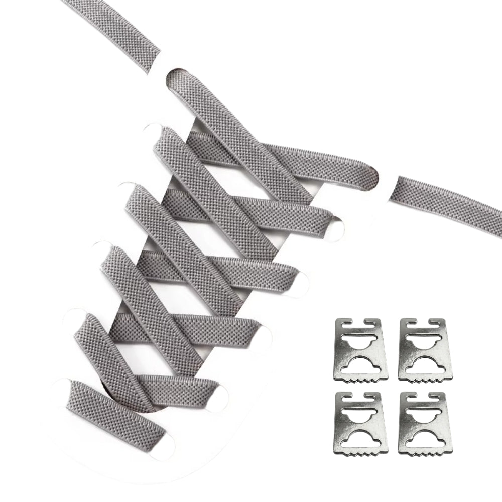 Productafbeelding van platte elastische veters van 9 mm met clipjes in de kleur grijs