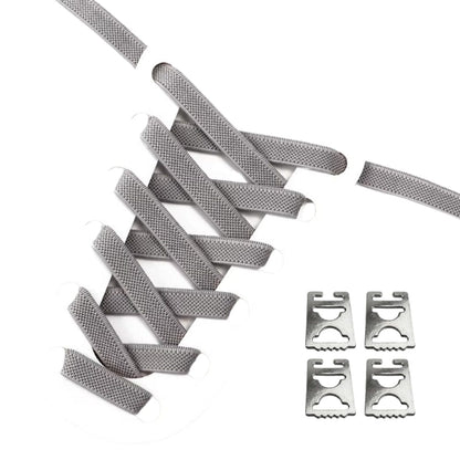 Productafbeelding van platte elastische veters van 9 mm met clipjes in de kleur grijs