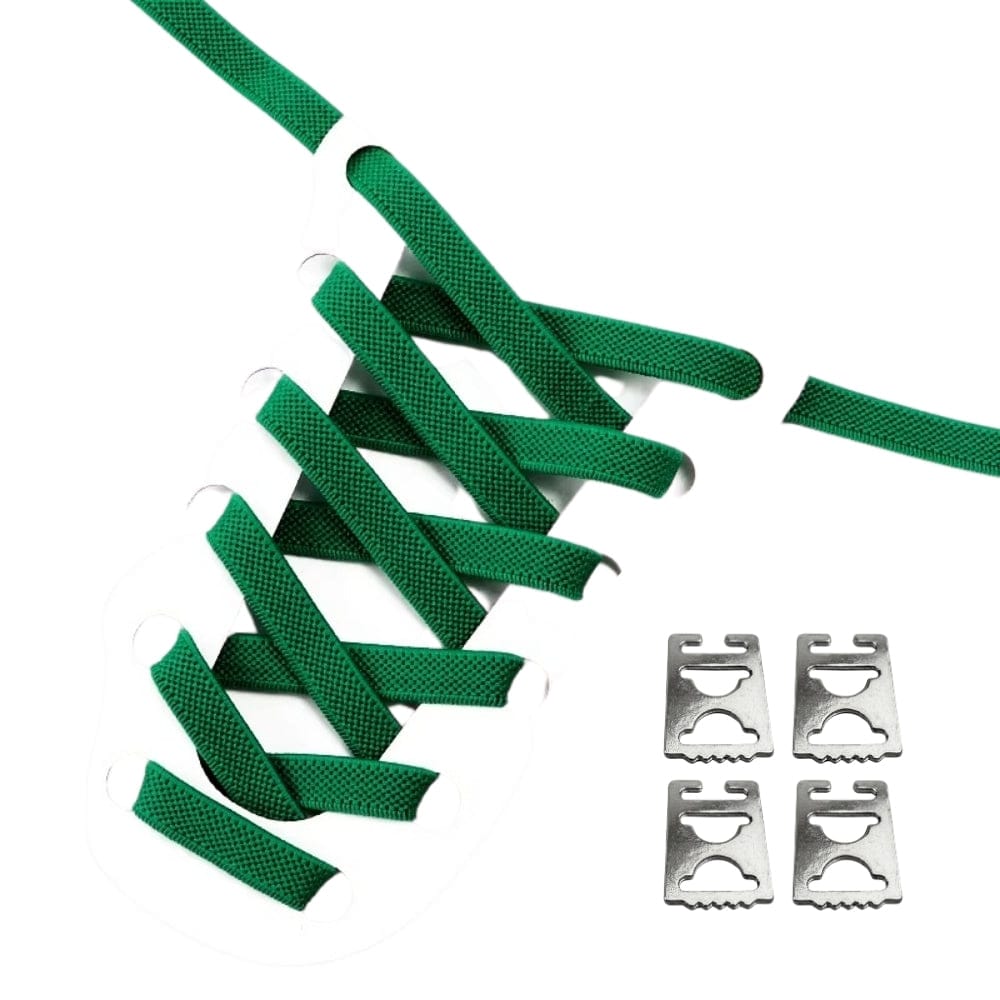 Productafbeelding van platte elastische veters van 9 mm met clipjes in de kleur groen