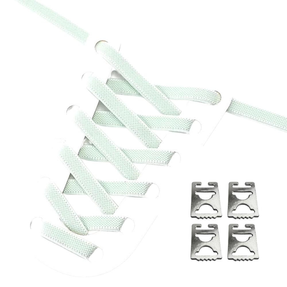 Productafbeelding van platte elastische veters van 9 mm met clipjes in de kleur lichtgroen