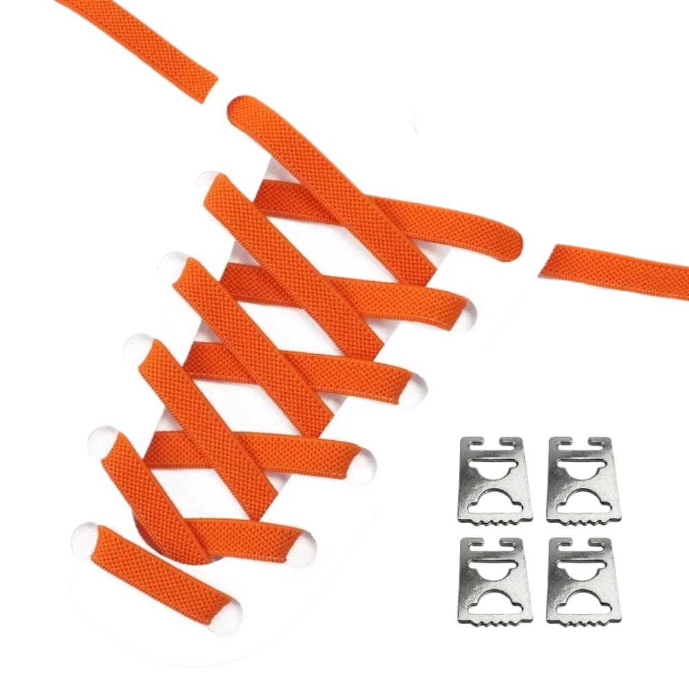 Productafbeelding van platte elastische veters van 9 mm met clipjes in de kleur oranje