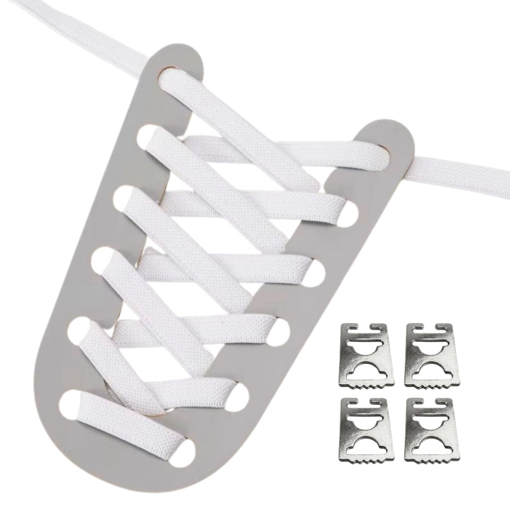 Productafbeelding van platte elastische veters van 9 mm met clipjes in de kleur wit