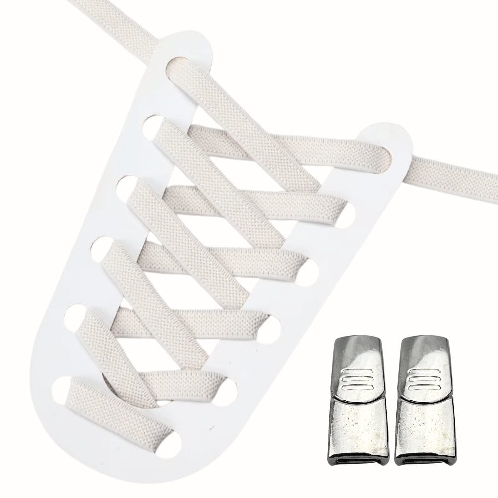 Productafbeelding van platte elastische veters van 9 mm met magneetsluiting in de kleur beige