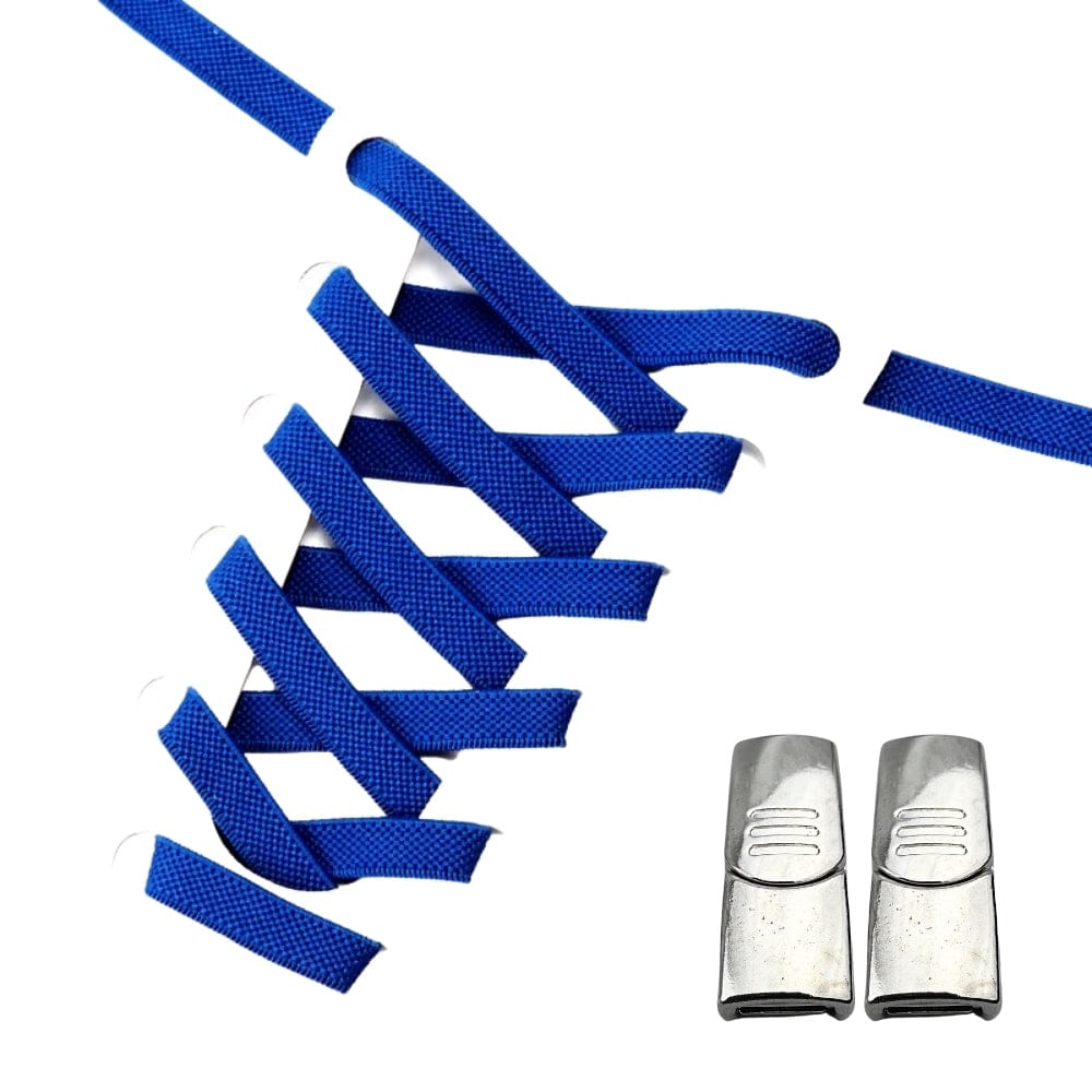 Productafbeelding van platte elastische veters van 9 mm met magneetsluiting in de kleur blauw