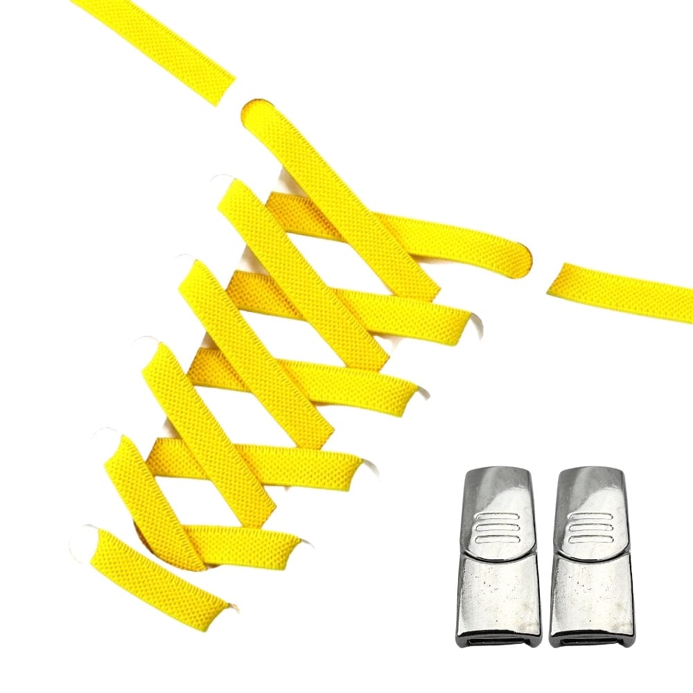 Productafbeelding van platte elastische veters van 9 mm met magneetsluiting in de kleur geel