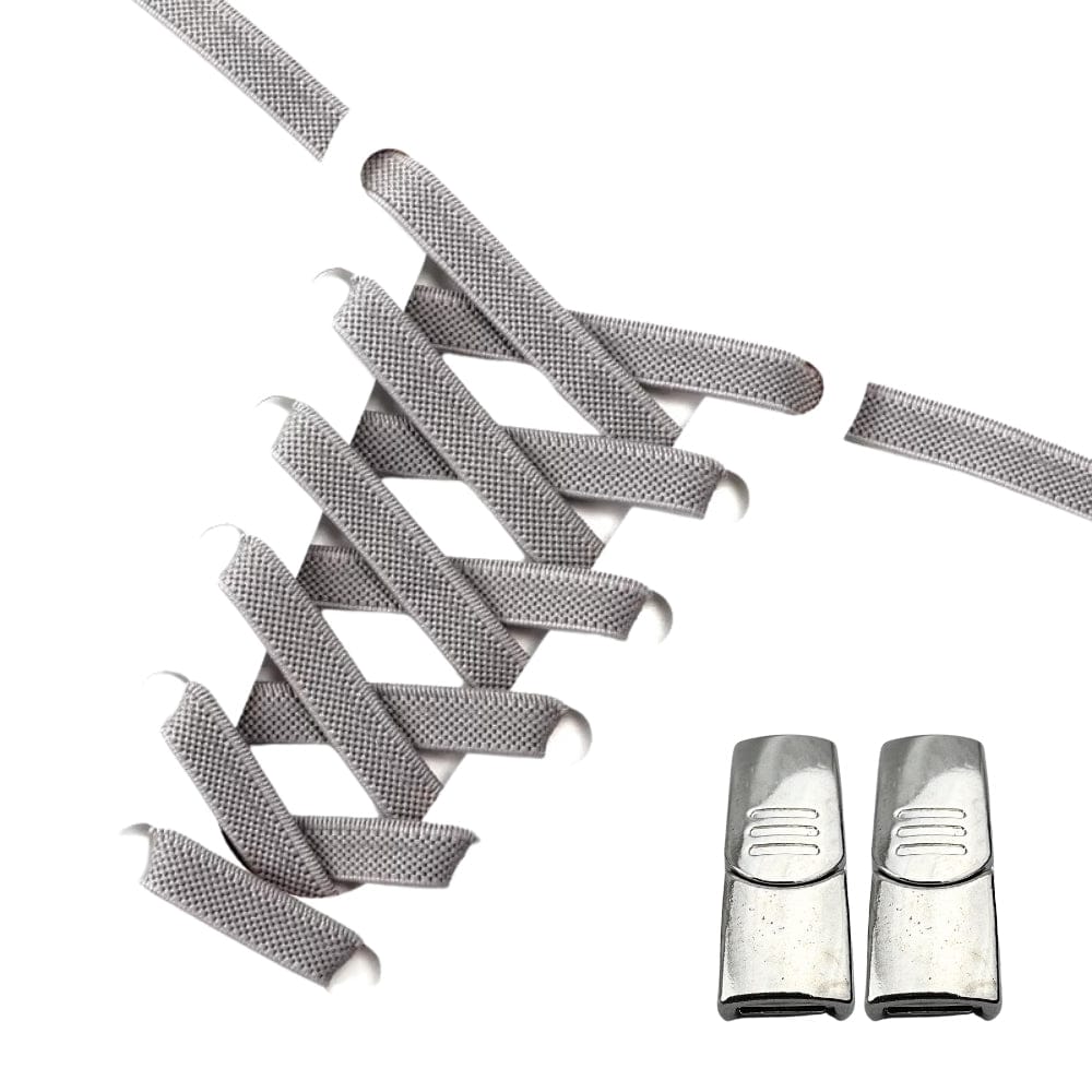 Productafbeelding van platte elastische veters van 9 mm met magneetsluiting in de kleur grijs