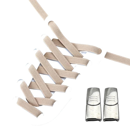 Productafbeelding van platte elastische veters van 9 mm met magneetsluiting in de kleur khaki