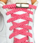 Elastische veters zonder strikken fluffy 7mm magnetische sluiting rozenrood met stretch uitgerekt