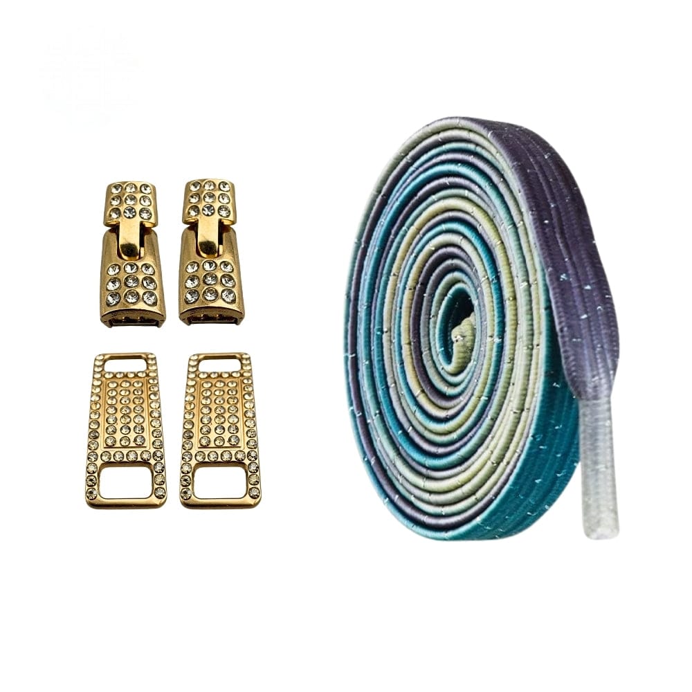 Productafbeelding van bling bling elastische veters van 6 mm met gouden haak in de kleur stars