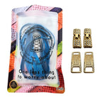 Elastische veters zonder strikken bling bling 6mm haak sluiting blauw in luxe verpakking