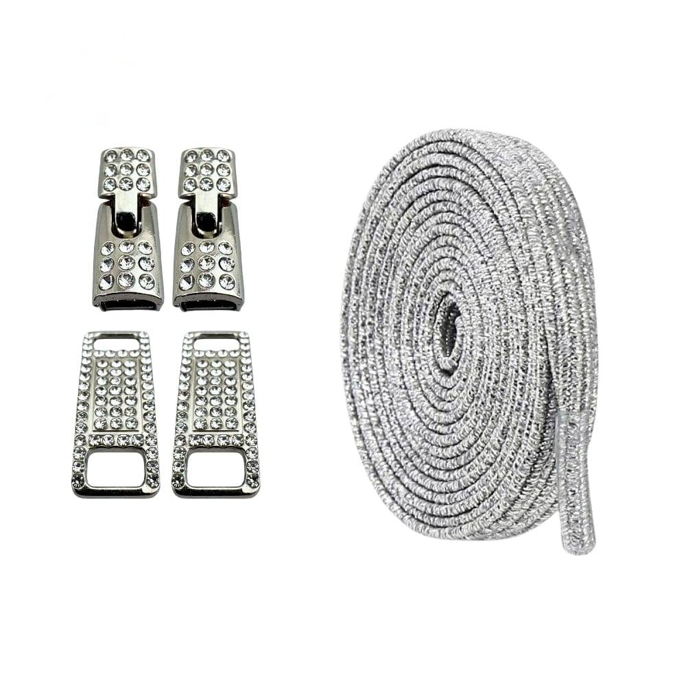 Productafbeelding van bling bling elastische veters van 6 mm met zilveren haak in de kleur zilver