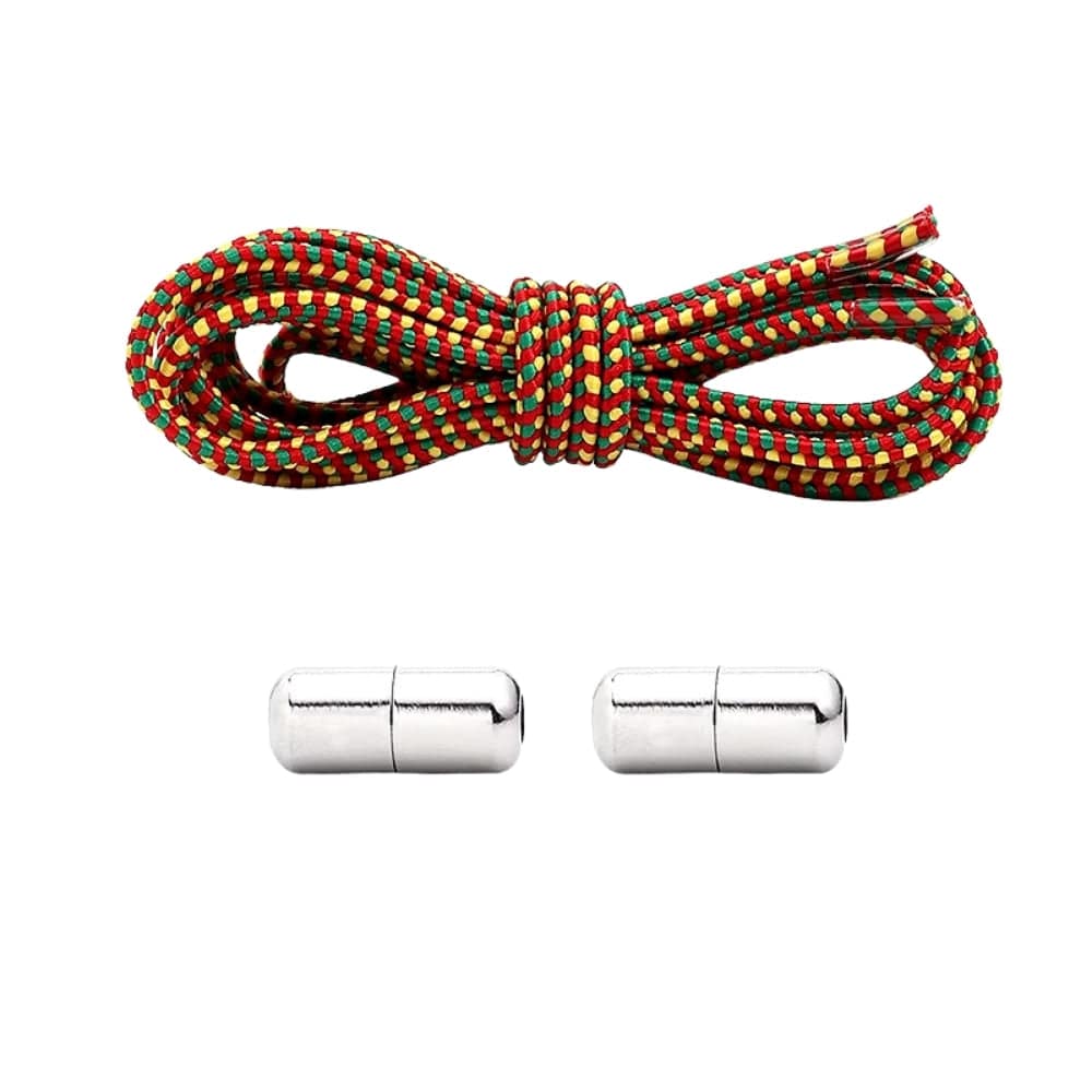 Productafbeelding van driehoek elastische veters van 3 mm met capsule sluiting in de kleuren rood, geel en groen