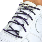 Elastische veters zonder strikken driehoek 3mm capsule sluiting zwart paars geregen in witte Nike Air Force 1