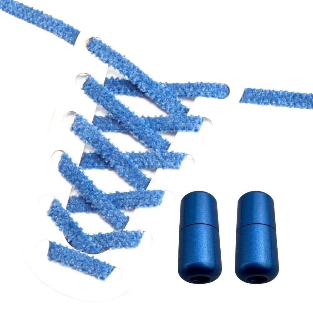 Productafbeelding van fluffy elastische veters van 7 mm met capsule sluiting in de kleur blauw