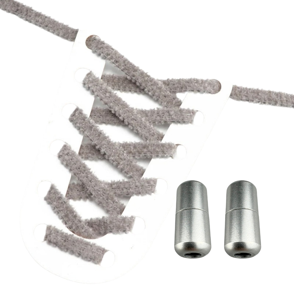 Productafbeelding van fluffy elastische veters van 7 mm met capsule sluiting in de kleur donkergrijs