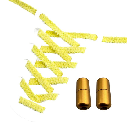 Productafbeelding van fluffy elastische veters van 7 mm met capsule sluiting in de kleur geel