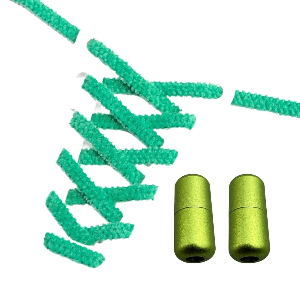 Productafbeelding van fluffy elastische veters van 7 mm met capsule sluiting in de kleur groen