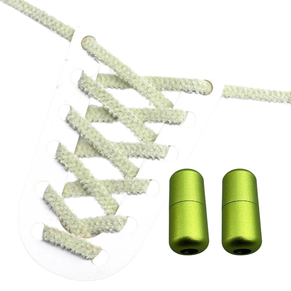 Productafbeelding van fluffy elastische veters van 7 mm met capsule sluiting in de kleur lichtgroen