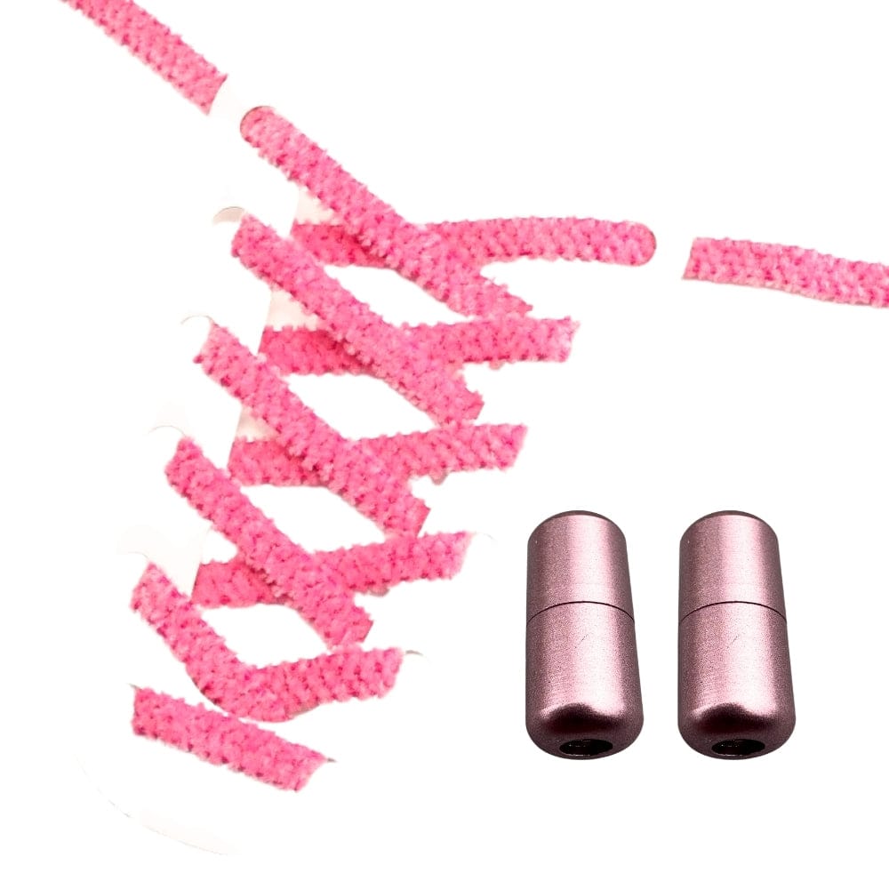 Productafbeelding van fluffy elastische veters van 7 mm met capsule sluiting in de kleur rozenrood