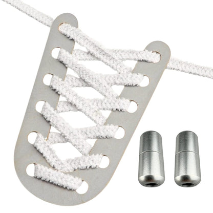 Productafbeelding van fluffy elastische veters van 7 mm met capsule sluiting in de kleur wit