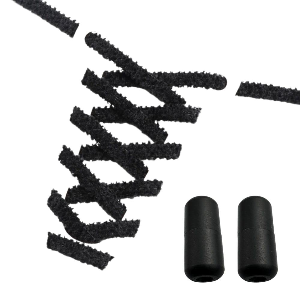 Productafbeelding van fluffy elastische veters van 7 mm met capsule sluiting in de kleur zwart