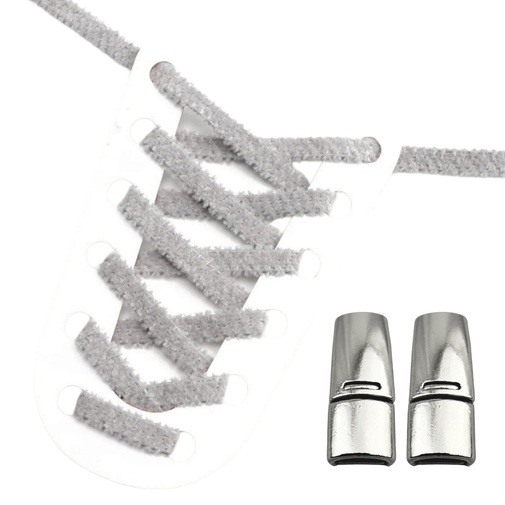 Productafbeelding van fluffy elastische veters van 7 mm met magneetsluiting in de kleur grijs