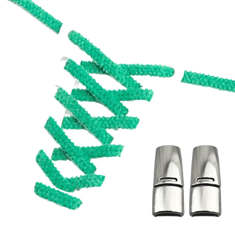 Productafbeelding van fluffy elastische veters van 7 mm met magneetsluiting in de kleur groen