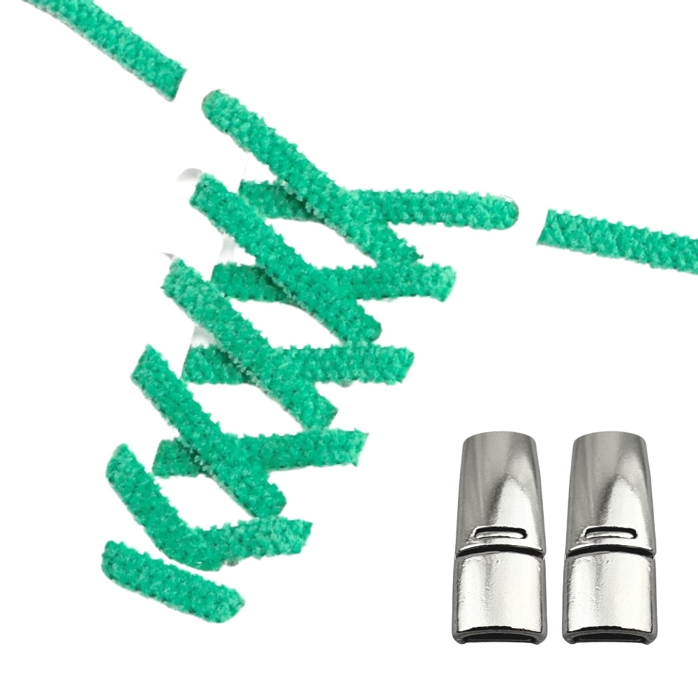 Productafbeelding van fluffy elastische veters van 7 mm met magneetsluiting in de kleur groen