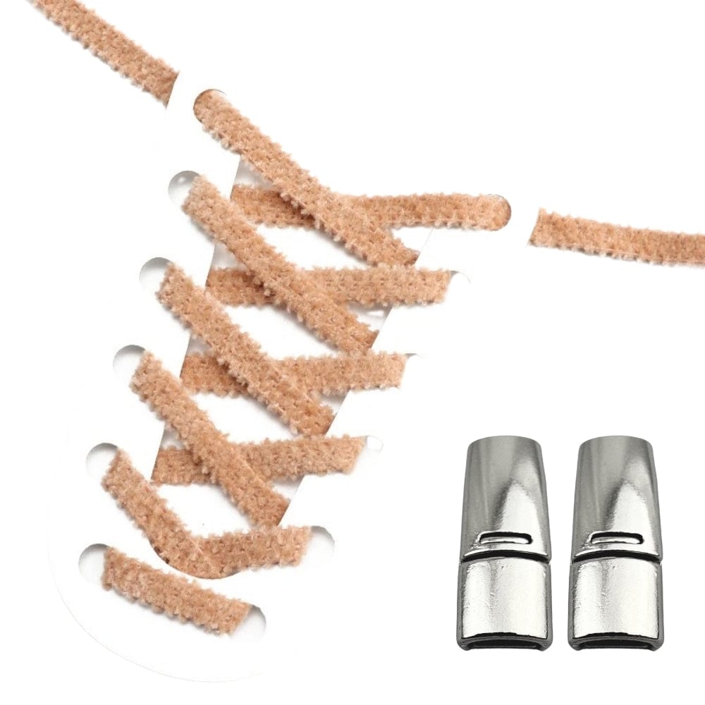 Productafbeelding van fluffy elastische veters van 7 mm met magneetsluiting in de kleur lichtbruin