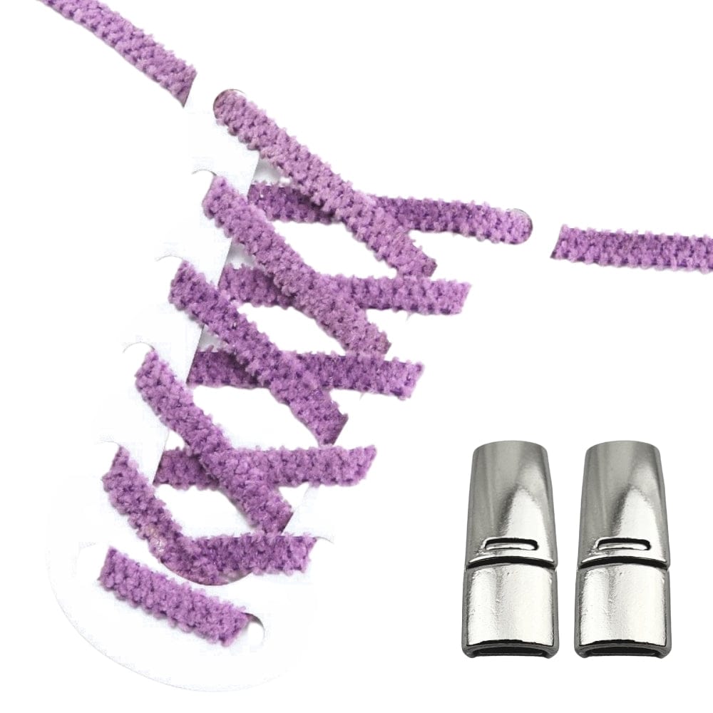 Productafbeelding van fluffy elastische veters van 7 mm met magneetsluiting in de kleur paars