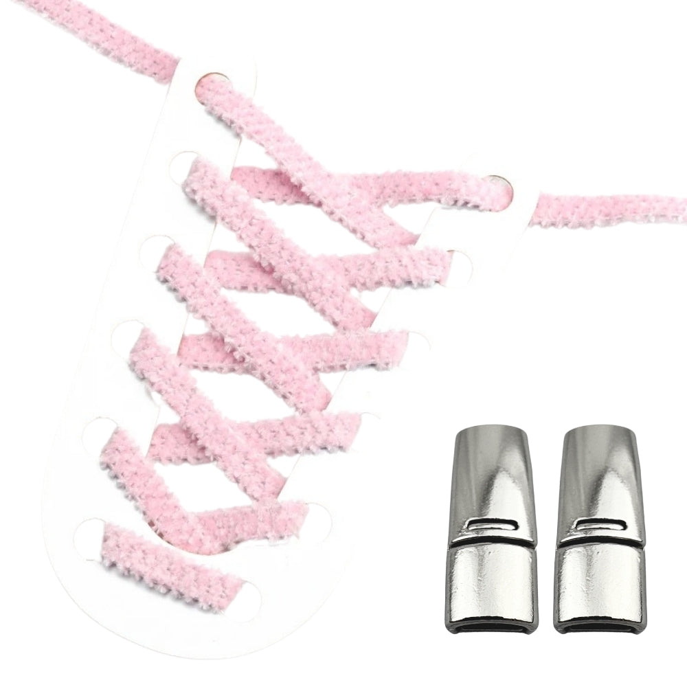 Productafbeelding van fluffy elastische veters van 7 mm met magneetsluiting in de kleur roze