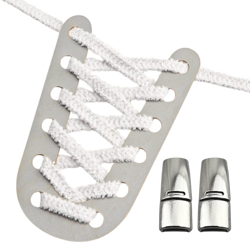 Productafbeelding van fluffy elastische veters van 7 mm met magneetsluiting in de kleur wit