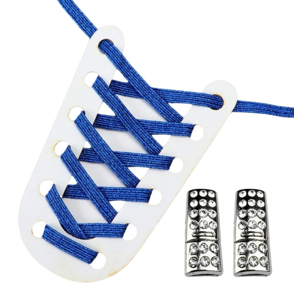 Productafbeelding van glitter elastische veters van 6 mm met bling magneet sluiting in de kleur blauw